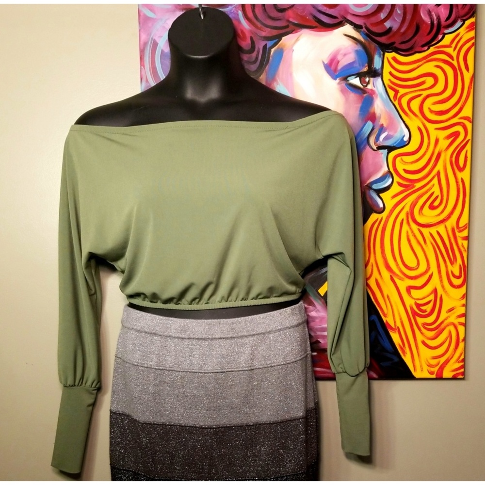 Plus Size Long Sleeve Crop Top